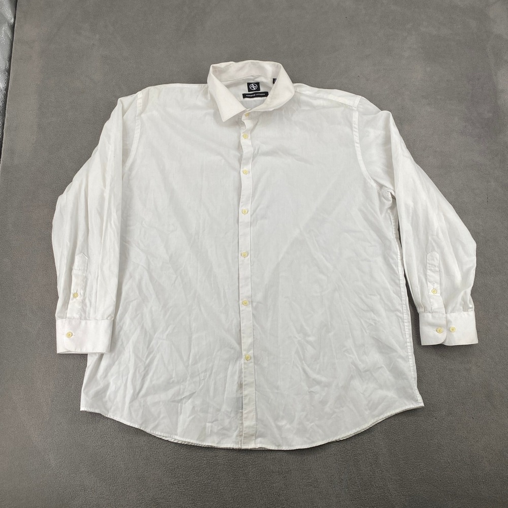 Adrienne Vittadini Mens 2XLT White Long Sleeve Button Down Dress Shirt 18-18.5
